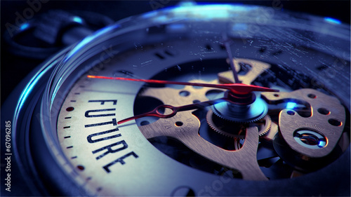 Fotografía Future on Pocket Watch Face. Time Concept.