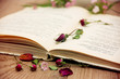 Dry roses and old book.