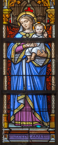 Obraz na płótnie canvas trzyczęściowy "tryptyk" Bruksela - madonnna w katedrze św. 