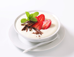 Poster - milk pudding with strawberries