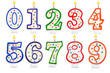 Birthday candles number set isolated on white background