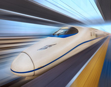Modern High Speed Train With Motion Blur