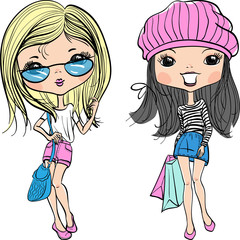 vector hipster cute baby girl