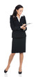 © vgstudio - Businesswoman with clipboard writing, on white
