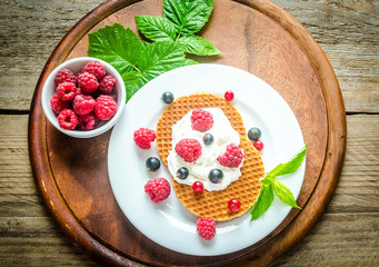 Sticker - Belgian waffles with whipped cream and fresh berries