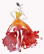 Red Dress Fashion Illustration, Vector EPS 10