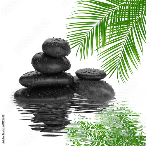 Obraz w ramie spa Background - black stones and bamboo on water