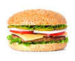 hamburger close-up isolated on white background
