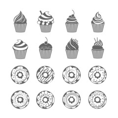 Canvas Print - Donut Cupcake Icons