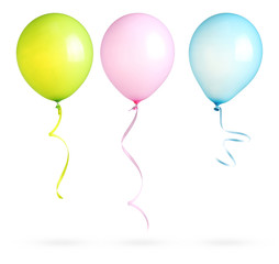 Balloons with ribbon isolated