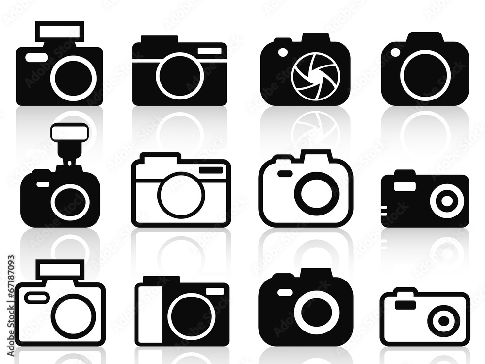 camera icons set - obrazy, fototapety, plakaty 