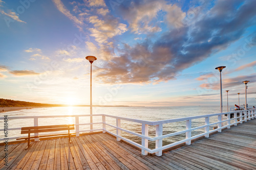 Naklejka na szafę Beautiful retro pier at sunset. Gdansk Brzezno, Poland