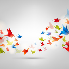 Wall Mural - Origami paper bird on abstract background