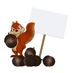 cartoon squirrel with a blank frame