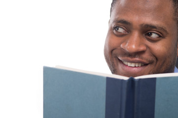 handsome black man looking away.