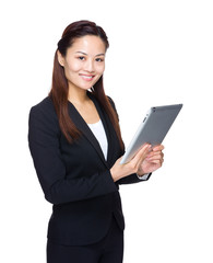 Poster - Asian business woman use tablet