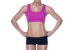 © WavebreakmediaMicro - Female bodybuilder posing in pink sports bra and shorts mid sect