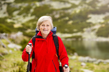 senior woman hiking