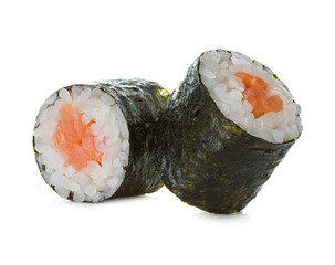 Sushi rolls isolated on a white background.