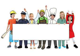 Canvas Print - Children Wearing Future Job Uniforms