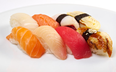 Poster - Japanese sushi with rice and fish