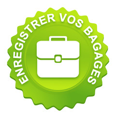 Sticker - enregistrer vos bagages sur bouton web denté vert