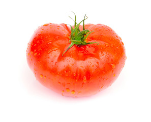 Wall Mural - Tomato with drops isolated on white background