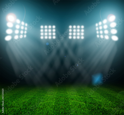 Naklejka samoprzylepna Światła stadionu w nocy i stadion