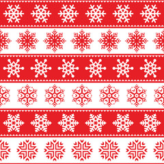 Poster - Winter, Christmas red seamless pattern with snowflakes