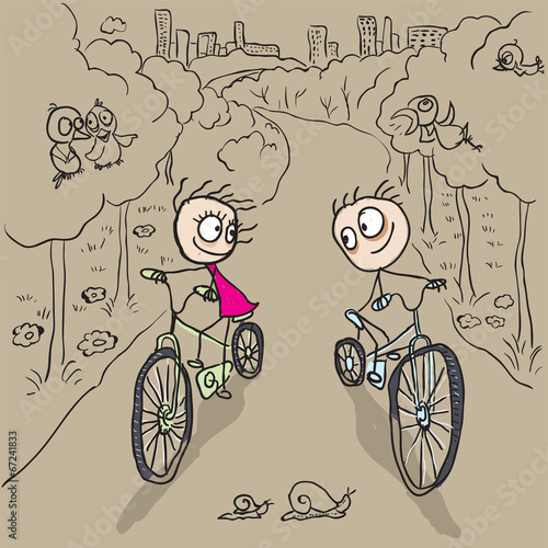 wektorowa-ilustracja-zakochanej-pary-na-rowerze