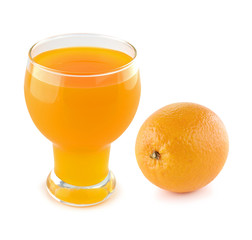 orange juice with oranges isolated on white