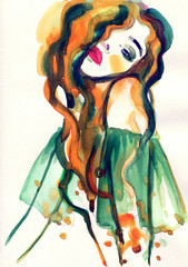 Wall Mural - woman portrait  .abstract  watercolor