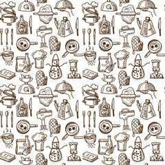 Sticker - Cooking icons seamless pattern