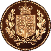 Vector Reverse Of Gold Sovereign Coin, British Money