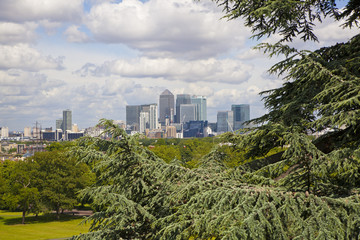 Wall Mural - London, Canary Wharf business and banking aria view