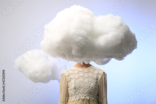 Fotomural Girl with Her Head in the Clouds