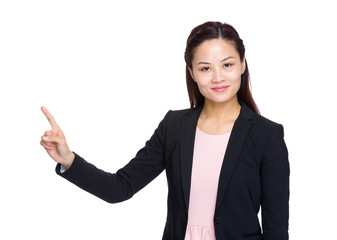 Wall Mural - Asian business woman with finger point up