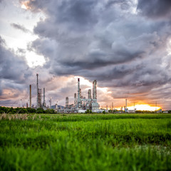 Oil refinery at sunrise