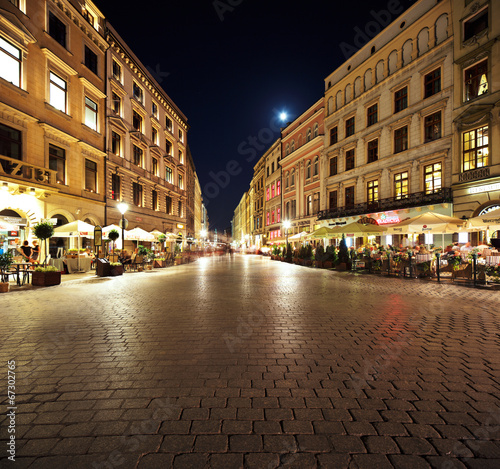 Tapeta ścienna Nocny widok na rynek w krakowie, polska