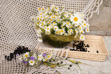 Wall Mural - still life bouquet with chamomiles