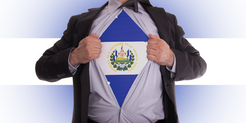 Business man with El Salvador flag t-shirt