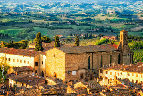 Board z aluminiowym obramowaniem Widok z wieży san gimignano