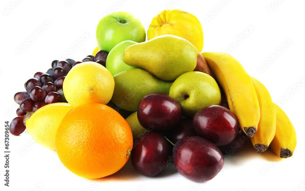 Composition of different fruits isolated on white