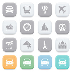 Canvas Print - Travel icons on color buttons.