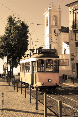 Naklejka na drzwi Lisbon tram