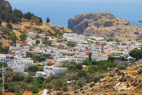 Fototapeta do kuchni Panorama of Lindos. Rhodes, Greece.