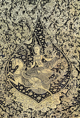 Wall Mural - Ancient Thai gold leaf painting art