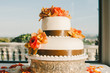 Orange and Brown Wedding Cake