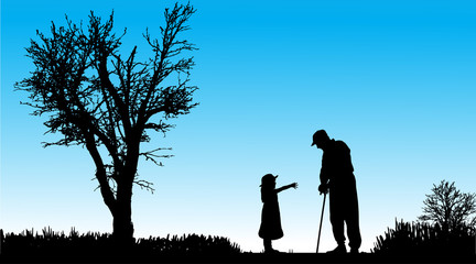 Poster - Vector silhouette of family.