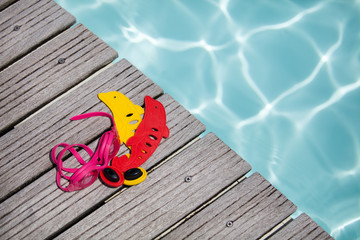 Swimming pool equipment summer concept